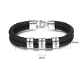 Bracelete De Couro Nomes Personalizado Prata / 19Cm 1 Nome