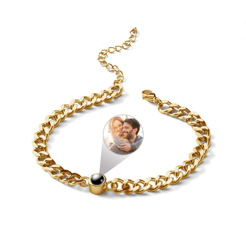 Pulseira Amore Com Foto Personalizada Dourada / Mulher 000317