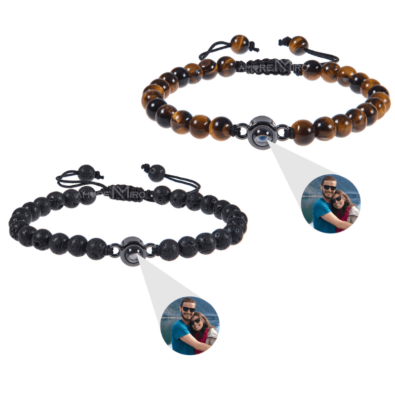 Pulseira Com Foto Personalizável Pedras Naturais Tigre Ajustável / Ki2 Pcs 000246