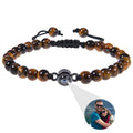 Pulseira Com Foto Personalizável Pedras Naturais Tigre Ajustável / Marrom 000246