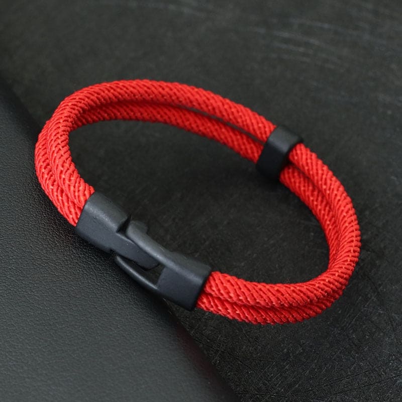 Pulseira Masculina Náutica Dupla Camada Red Rope / S 17.5Cm 6.9Inch