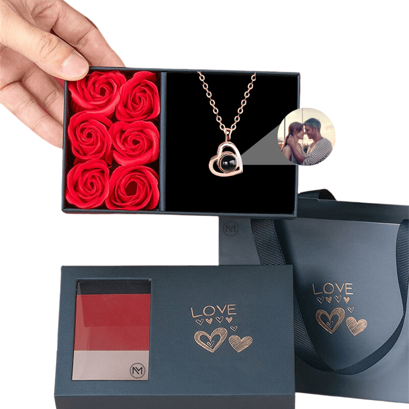 Colar Amor Eterno Foto Personalizável + Caixa Com 6 Flor Rose 000148