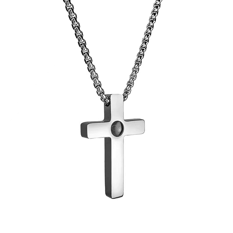 Colar Crucifixo Com Foto Personalizável Prata 00011