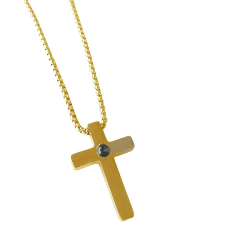 Colar Crucifixo Com Foto Personalizável Dourado 00011