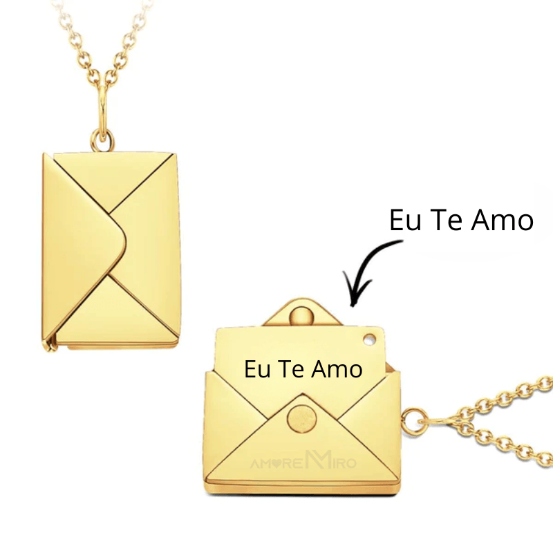 Colar Envelope Eu Te Amo Dourado / Eu Te Amo 45Cm 00036