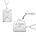 Colar Envelope Eu Te Amo Prata / Eu Te Amo 45Cm 00036