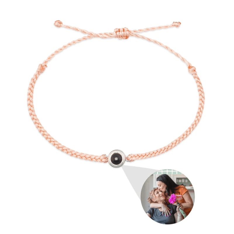 Pulseira Amor Eterno Foto Personalizável Bege / Prata 00035