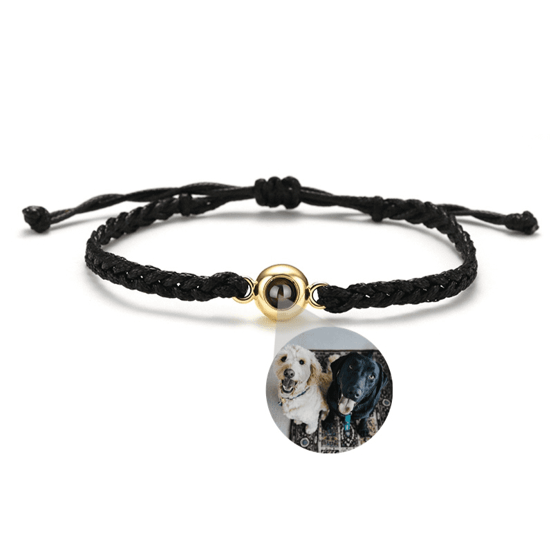 Pulseira Amore Memories Foto Personalizável Preto/Dourado