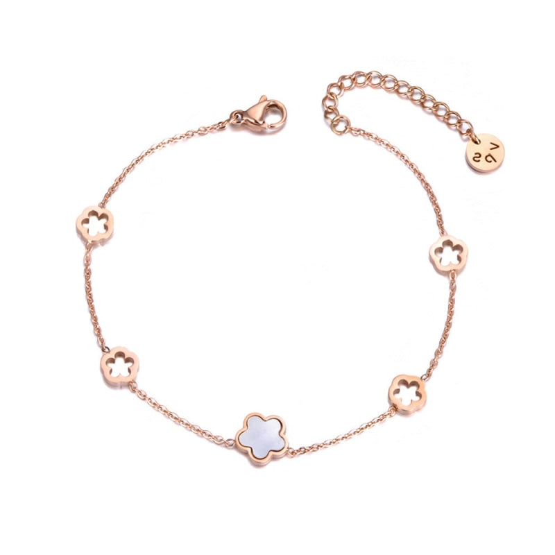 Pulseira Feminina Pingentes De Flor Rose